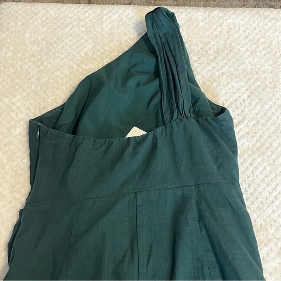 LILLUSORY One Shoulder Mini Dress Wrap Ruched Tie Waist Dark Green Small NWT - Picture 5 of 10
